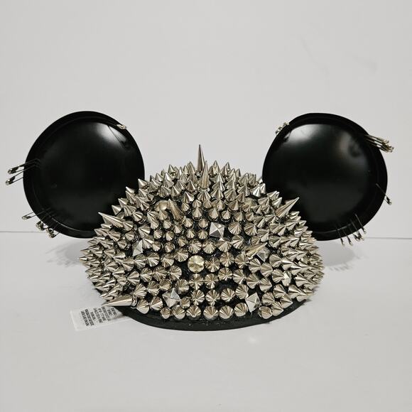 Walt Disney World Park Mickey Mouse Studded Spiked Hat Adult USA Black Silver - Picture 4 of 12